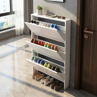 Meuble à chaussures 3 niveaux en acier écologique, grande capacité, avec couvercle rabattable, pour l'entrée de la maison