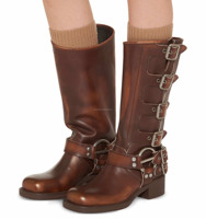 Bottes hautes de motard noires en cuir véritable de qualité supérieure pour femme, style harnais d'ingénieur, multi-boucles, pour moto