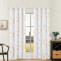 Rideaux occultants 100 % polyester effet marbre doré laminé, à œillets, isolants thermiques pour salon, chambre et hôtel