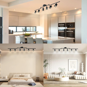 Spot LED de plafond à 6 voies avec 6 ampoules GU10, têtes rotatives, luminaire de plafond moderne pour cuisine, salon, couloir - Product Image 5