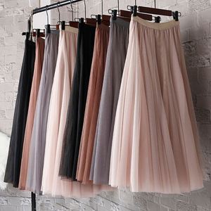 <span class=keywords><strong>Jupe</strong></span> longue plissée en <span class=keywords><strong>tulle</strong></span> d'été pour femmes <span class=keywords><strong>Jupe</strong></span> décontractée à taille élastique pour filles coréennes Doublure à gros ourlet - Product Image 5