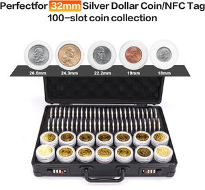Caja de Colección de Monedas con Cerradura de Código, 100 Compartimentos, Estuche con Cerradura para Monedas de 10 Centavos/1 Centavo/5 Centavos/25 Centavos/Dólares de Plata/Medio Dólar - Product Image 5