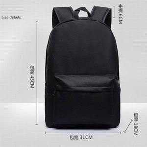 Simple Fashion College Daily <b>Black</b> Back Pack Nylon Oxford Teenage School Bag <b>Backpack</b> With Custom Logo - Product Image 2