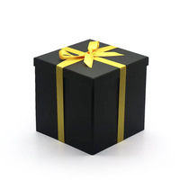 Boîte cadeau pliante carrée haut de gamme en carton, avec couvercle rabattable et fond de rangement, gaufrage noir et vert, couleur unie