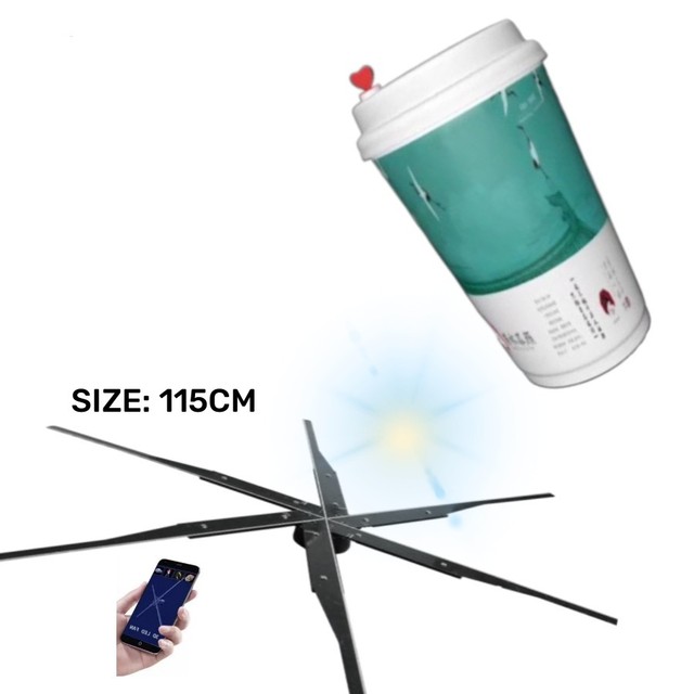 Naked Eye Stereo air Suspension Effect 115cm HD Animation LED Holographic Display Advertising Machine Projector 3D Hologram Fan
