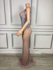 Nuevo Vestido de Ópera Tradicional China para Actuaciones Musicales, de un Solo Hombro, Transparente, Ajustado, Largo, con Cristales - Product Image 5