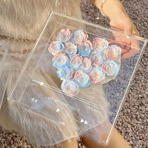 2024 vendita calda personalizzata scatola di fiori in acrilico quadrato trasparente amore CD scatola regalo in acrilico per san valentino - Product Image 4
