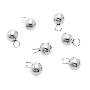 Perles rondes en acier inoxydable avec boucles simples ou doubles perles d'extrémité à sertir fermoir curseur entretoise perles en vrac avec grand trou droit