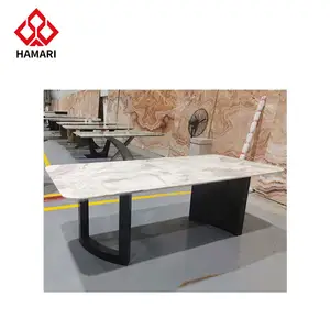 कस्टम प्रकार की बनावट स्मार्ट फर्नीचर संगमरमर कृत्रिम पत्थर लक्जरी पत्थर डाइनिंग टेबल कुर्सी