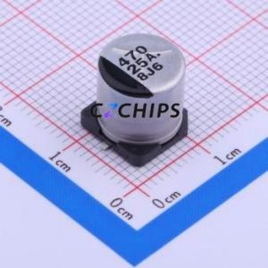 Condensateur électrolytique en aluminium SMD EEE1EA471P, SMD, D10xL10.2mm 470uF 20% 25V 380mA-120Hz - Product Image 1