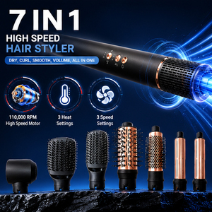 <span class=keywords><strong>Secador</strong></span> <span class=keywords><strong>de</strong></span> <span class=keywords><strong>Pelo</strong></span> 7 en 1 <span class=keywords><strong>de</strong></span> Alta Velocidad con Motor sin Escobillas, Cepillo Iónico Multifuncional para Rizar y Alisar el Cabello - Product Image 1