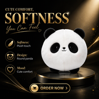 Peluche Panda Douce Ronde Rembourrée en Coton PP, Coussin Animal Personnalisable pour Cadeau de Fête