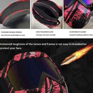 Kacamata sepeda motor masker kacamata motorcross, kacamata Filter mulut masker bola cat wajah penuh dapat dilepas - Product Image 5