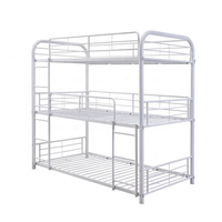 Lit superposé triple en métal robuste pour adultes, lit superposé à 3 niveaux pour auberge, dortoir, appartement