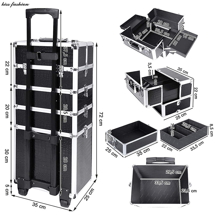 4 in 1 beauty trolley case on wheels
