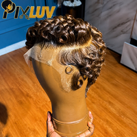 Perruque Lace Front HD 13x4 en cheveux humains brésiliens vierges, coupe Pixie courte bouclée profonde, sans colle, provenant du Vietnam