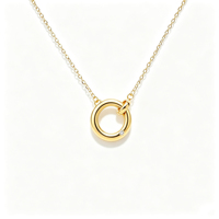 Collier pendentif double anneau en argent pur S925, design ajouré minimaliste, petites pierres en zircone cubique, chaîne à maillons