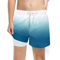Celana Pendek Pantai Cepat Kering dengan Logo Custom, Tali Serut, 90% Polyester 10% Spandex, Celana Renang Anak Laki-laki, Celana Pendek Tenun Lapis Ganda