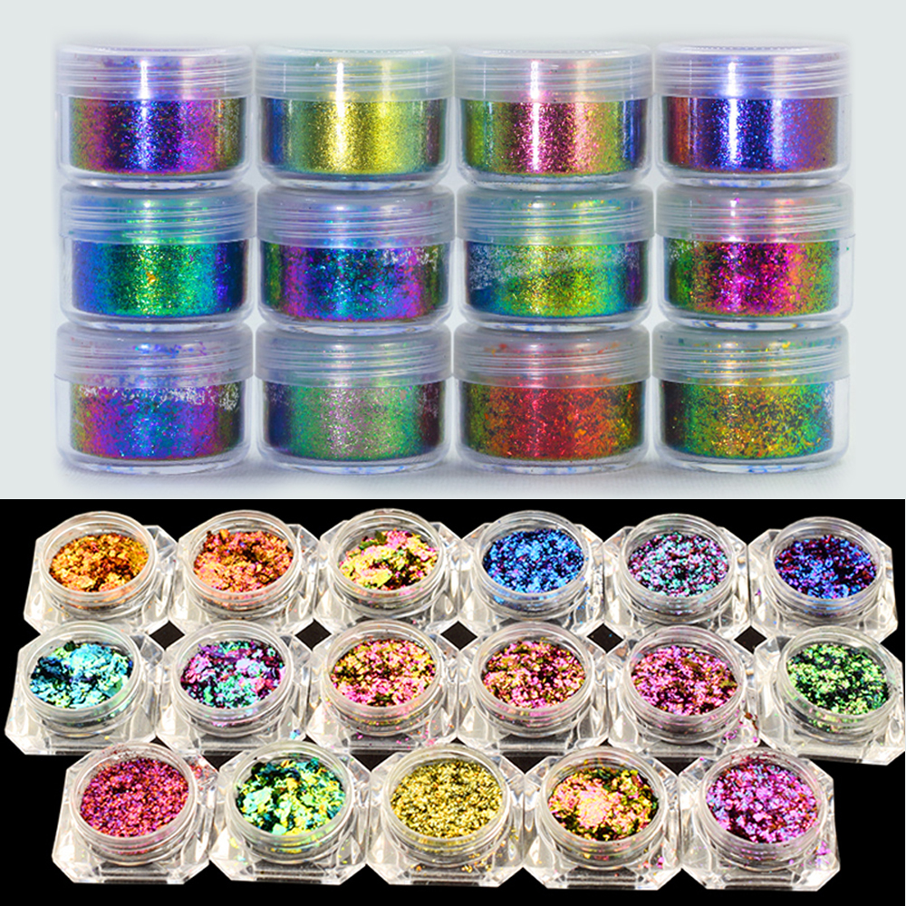 Косметика, металлические хлопья хамелеона для ногтей, макияж, хромированная пудра, тени для век, пигмент из хлопьев хамелеона