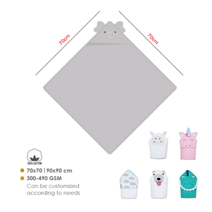 Serviette de bain à capuche pour bébé en coton pur, broderie animale, douce pour les peaux sensibles, certifiée OEKO-TEX, utilisation en chambre et en salle de bain - Product Image 2