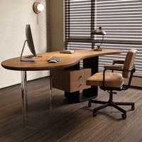 Bureau en bois massif, pliable, pour bureau de direction, poste de travail informatique, avec prise intégrée, table longue créative pour salon et usage domestique