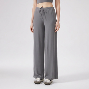 Wholesale Women's Drawstring High Waist Wide Leg Yoga Pants <b>Flowy</b> Lounge Trousers Buttery Soft Fitness Casual Sports Pants - Product Image 2