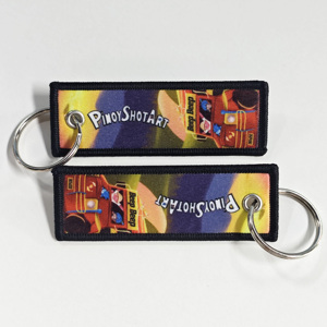 Custom Embroidery Keychain with Woven Fabric and Jet <b>Tags</b> Leather and Metal Material Custom Logo for <b>Key</b> Holder - Product Image 5