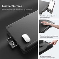 Bureau avec repose-poignet, rebord d'appareil, tiroir, coussin d'appoint et support pour téléphone-Carbone noir-Convient aux ordinateurs portables jusqu'à 17 pouces