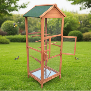 SDB005 Grande Voliera Moderna da Esterno in Legno per Uccelli, Gabbia Spaziosa per Pappagalli e Parrocchetti - Product Image 1