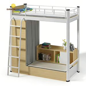 <span class=keywords><strong>Lit</strong></span> superposé <span class=keywords><strong>en</strong></span> métal à double niveau <span class=keywords><strong>avec</strong></span> échelle et bibliothèque, mobilier de dortoir universitaire, idéal pour appartement - Product Image 1