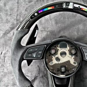 工場直販 アウディ RS カーボンファイバー <span class=keywords><strong>LED</strong></span> アルカンターラ カー ステアリングホイール アウディ RS Q8 Q3 RS3 RS4 RS5 RS6 <span class=keywords><strong>RS7</strong></span> E-tron GT R8用 - Product Image 2