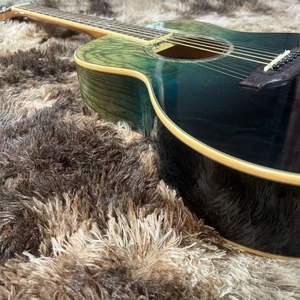 <span class=keywords><strong>Guitarra</strong></span> acústica de 36 pulgadas para principiantes Madera de olmo rizada de flores azules con diseño de alta apariencia para viajes - Product Image 3