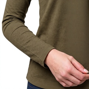 Customized Women's <b>Long</b> Sleeve Bamboo <b>Shirt</b> Top Relaxed Fit Natural Cotton Fabric Custom Color Women's Oversized <b>T</b> <b>Shirt</b> - Product Image 5