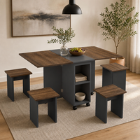 Juego de Mesa de Comedor Plegable con Almacenamiento, Muebles de Comedor Compactos y Expandibles para Sala de Estar
