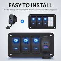 38W USB-Kippschalter-Ladegerät PD 3.0 QC 3.0 Dual-Port 12V 24V Typ-C-Buchse für Auto Boot Wohnmobil