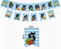 Décoration de table pour la fête d'Oktoberfest de Munich, nappe à carreaux bleus et blancs, serviettes, gobelets, assiettes en papier, bannière de fête