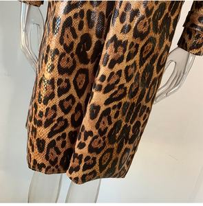 AIMEISI lusso alla moda con stampa leopardata cintura in pelle stringata sopra al ginocchio cappotto lungo giacca a vento <span class=keywords><strong>Trench</strong></span> da donna - Product Image 6