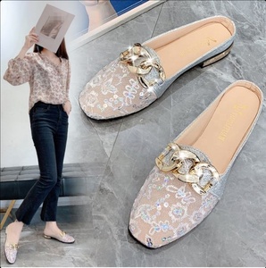 Nuevas sandalias de moda para mujer, tipo mule cerrado, de tacón bajo, estilo mocasín, con malla y punta cuadrada hueca - Product Image 2