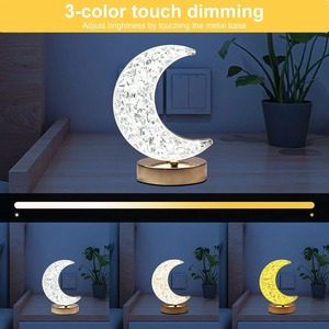 Bedroom Crystal Touch Dimming Night Light Girls Room Home Decor Aesthetics USB Charging Bedside LED Ambient <b>Table</b> 3D Moon Lamp - Product Image 4