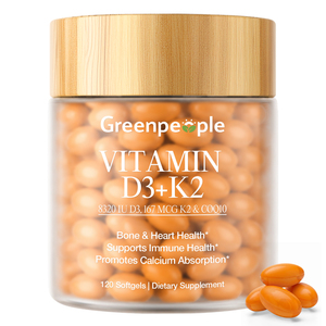 Cápsulas de Gel Suave de <span class=keywords><strong>Vitamina</strong></span> D3 K2 MK7 de Marca Privada OEM, 8320 UI, CoQ10, Suplemento para el Apoyo Inmunitario, Cardíaco <span class=keywords><strong>y</strong></span> Óseo, Venta al por Mayor - Product Image 1