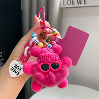 Porte-clés Lumineux en Peluche Mignonne en Forme de Boule de Charbon pour Femme, Décoration de Sac Exquise, en Polyester Écologique Haut de Gamme et Durable