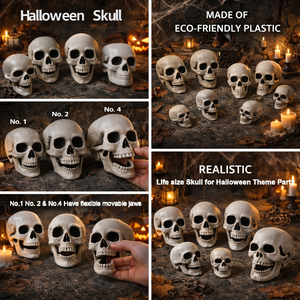 Suministros de Halloween, Accesorios Decorativos, Modelo de Cráneo Humano Artificial, Decoración Espeluznante para Casa Embrujada, Cráneo de Esqueleto - Product Image 4