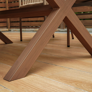 Ensemble de salle à manger d'extérieur, table en aluminium et chaises en rotin, plateau de table en WPC, mobilier de jardin pour hôtels et parcs - Product Image 5