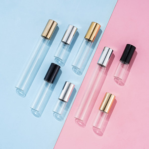 Flacon cylindrique roll-on en verre transparent pour parfum et huiles essentielles, 1ml, 2ml, 3ml, 5ml, 10ml, avec <span class=keywords><strong>bouchon</strong></span> personnalisé couleur et sérigraphie - Product Image 2