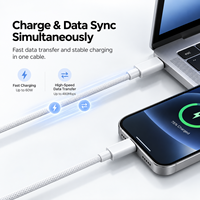 Câble de charge tressé vert PD 60W USB C vers USB C Type C, charge rapide, cordon de données en cuivre pur pour smartphones