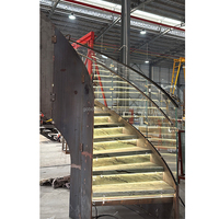 Escalier Circulaire Intérieur Moderne en Marbre Courbé avec Rampe en Verre et Main Courante en Acier Inoxydable - Meilleures Ventes