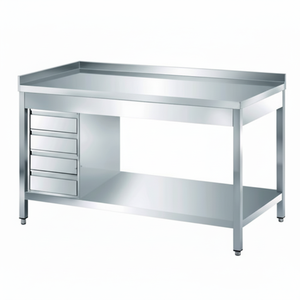 Mesa de trabajo de acero inoxidable con cajones - Product Image 1
