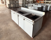 Table de bar à eau en acier inoxydable 201 de qualité professionnelle, capacité de charge de 500 kg/m, avec réservoirs d'eau doubles et bac à glace pour cuisine commerciale
