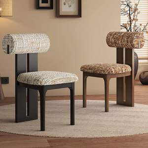 <b>Dining</b> <b>Chair</b> Upholstered Solid Wood Retro Backrest Minimalist Design For <b>Dining</b> Room - Product Image 5