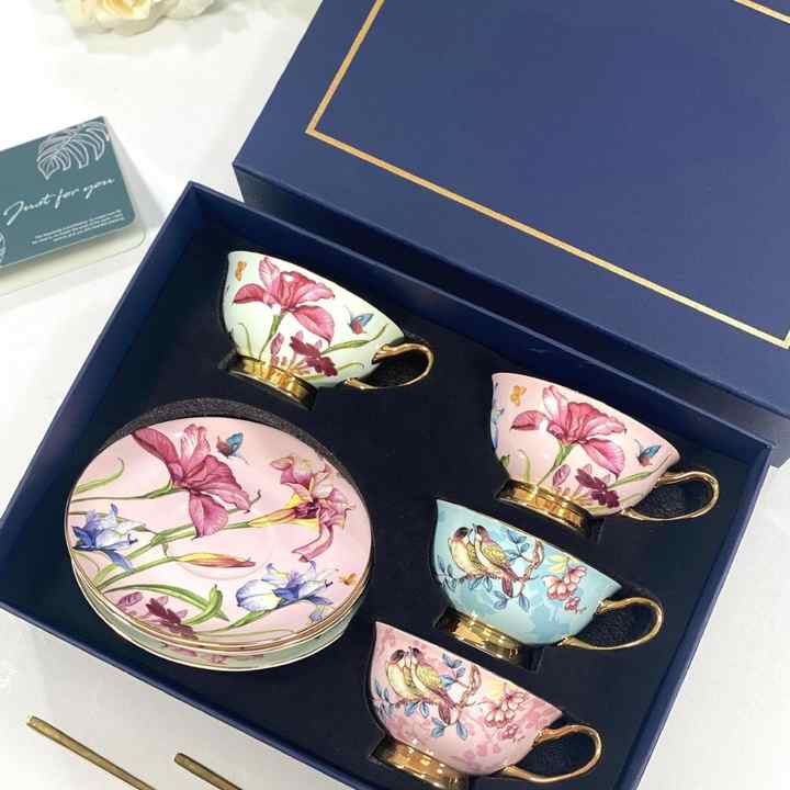 Fine Bone China 8oz Porcelain Ceramic English Royal Style Coffee & Tea Cup and Saucer Set